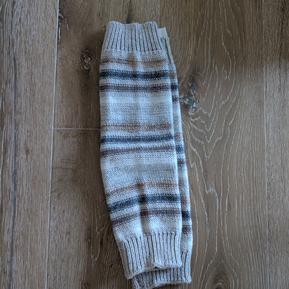 Neutral Striped Knit Leg Warmers